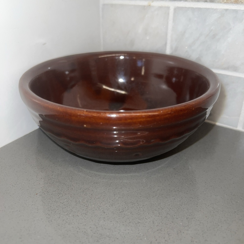 VTG MARCREST Stoneware Daisy Dot Brown Glazed 5.75" Bowl USA